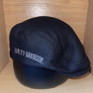 Harley Davidson Motorcycles Wool Cabbie Newsboy Golf Hat Size Small Black