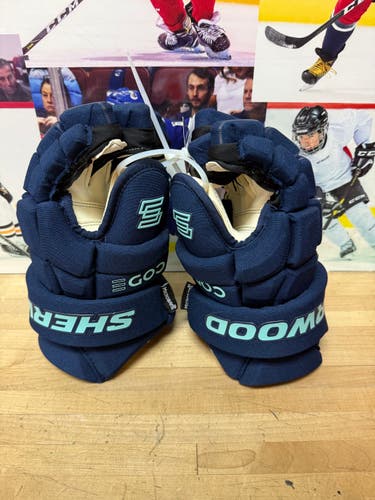 Sher-Wood Code JR Encrypt 1 Pro Gloves (New)- Blue and Teal and black and green size 12