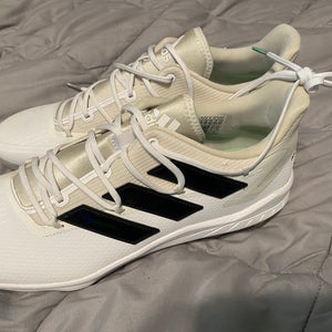 White Men's Size M 13.5 (W 14.5) Adult Adidas Low Top Molded Cleats Adizero Afterburner 8 (New)