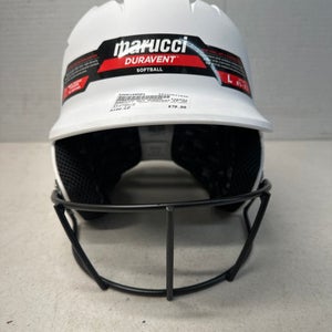 Used Marucci DURAVENT SOFTBALL Batting Helmet w/Mask White LG 11835-S000189501