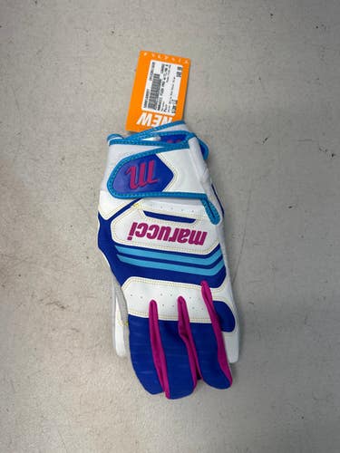 Used Marucci Fuzn Pro Bb Sb Batting Gloves White And Royal Blue Lg 11835-s000189557