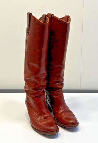 Frye Jackie Tall Brown Leather Heeled Women's Boots US 7 B GREAT Fast Shipping