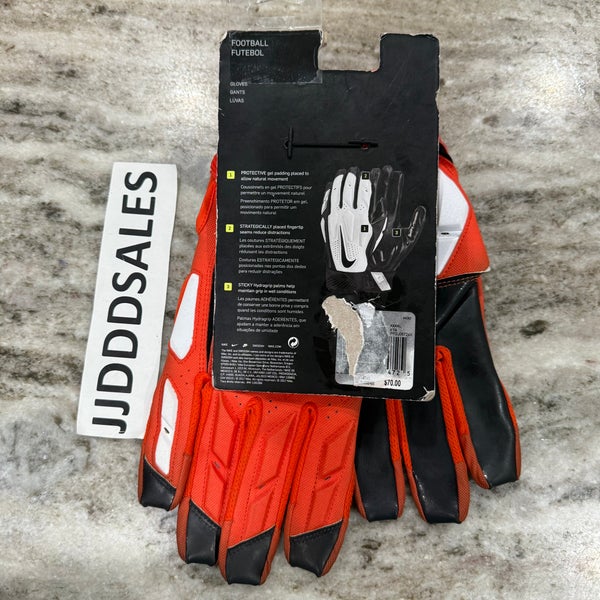 Nike D-Tack Padded Lineman Football Gloves Orange NFL PRO STOCK PGF766-872 4XL  New