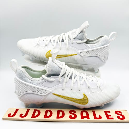 Nike Huarache 9 Elite Low LAX Lacrosse White Vivid Gold FD0089-100 Men’s Sz 10