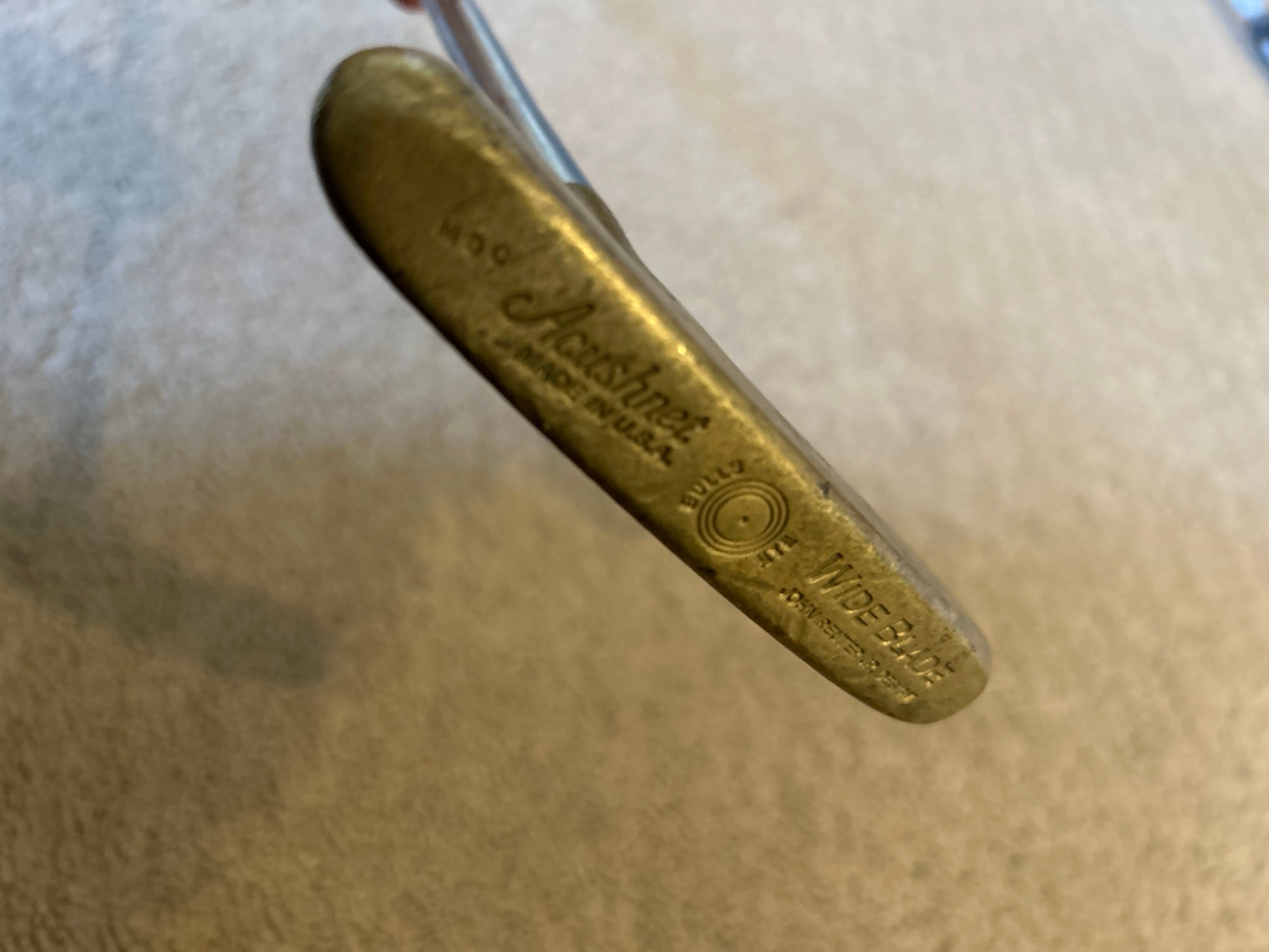 Vintage ACUSHNET Putter LA FEMME Bullseye 33A Golf BRASS Bronze RH Flange BLADE