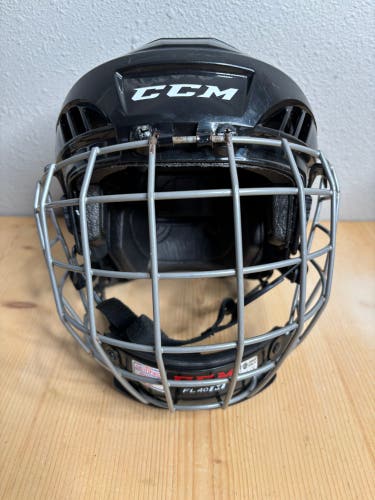 Black Medium CCM FL40 Helmet (Used) with full cage