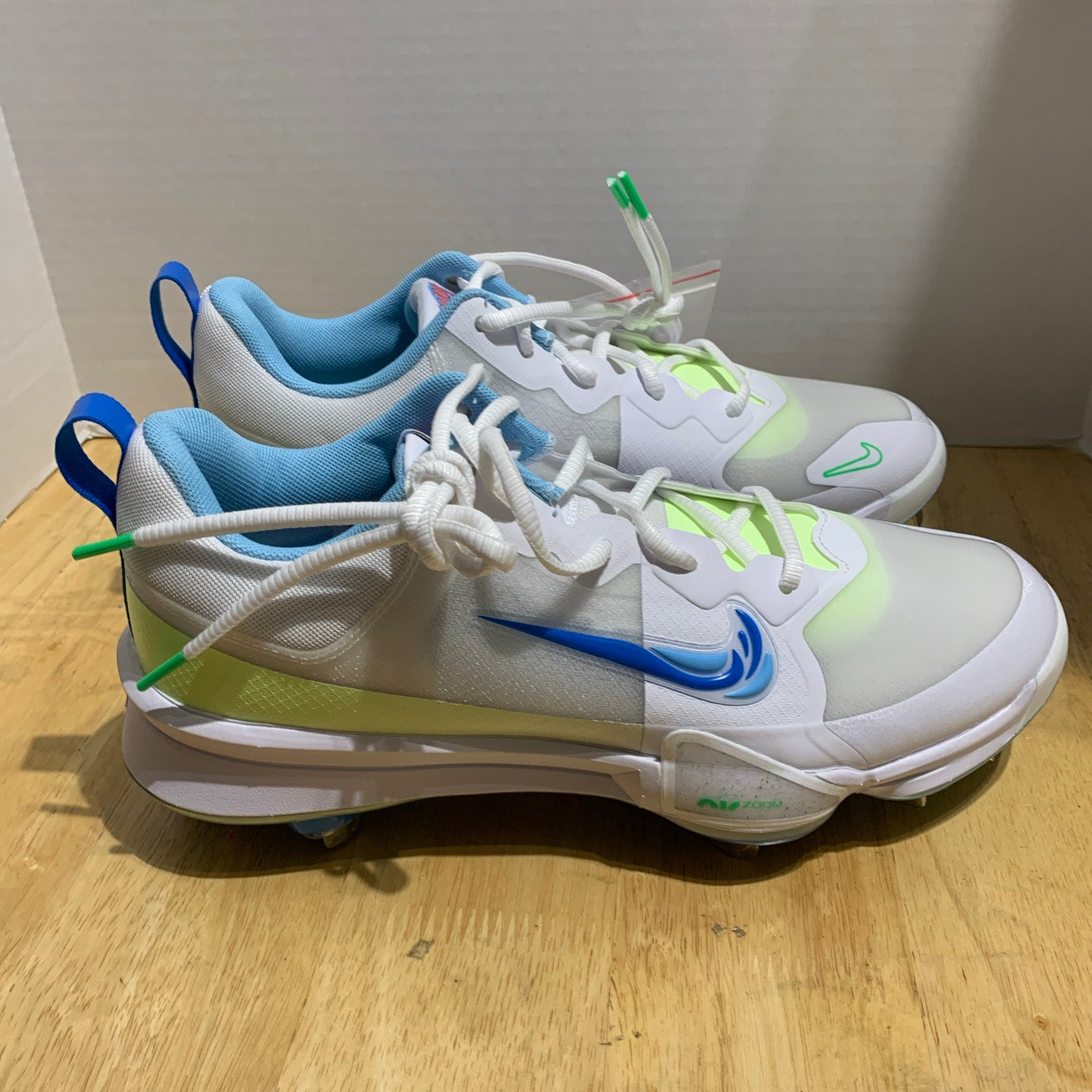 Nike Force Trout 9 Pro Cleats White Volt Aquarius Blue Men Size 7 FQ7941-100 NEW Nike Force Trout 9 Pro baseball cleats  main image 3
