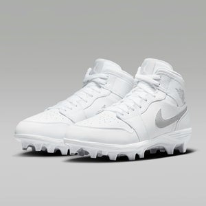 Nike Air Jordan 1 Mid TD FJ6805-101 Men 9.5 White Leather Football Cleats LR3871