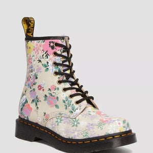 Dr. Martens 1460 Boots Women's US 9 Floral Mash Up Leather 8-Eye Lace-Up LR3943