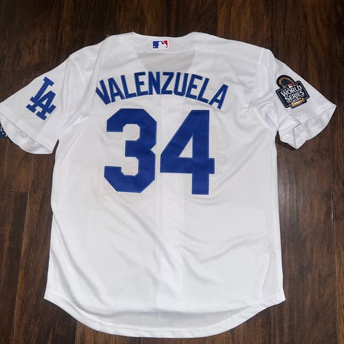 Dodgers White Valenzuela World Champions Jersey