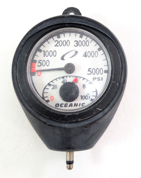 Oceanic 5000 PSI Scuba Dive Pressure Gauge SPG + Thermometer Fits Swiv, Swiv 2