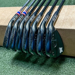 Used RH PXG 0311P Forged Darkness Gen 4 Irons 4-PW 125g Stiff Graphite Golf Set