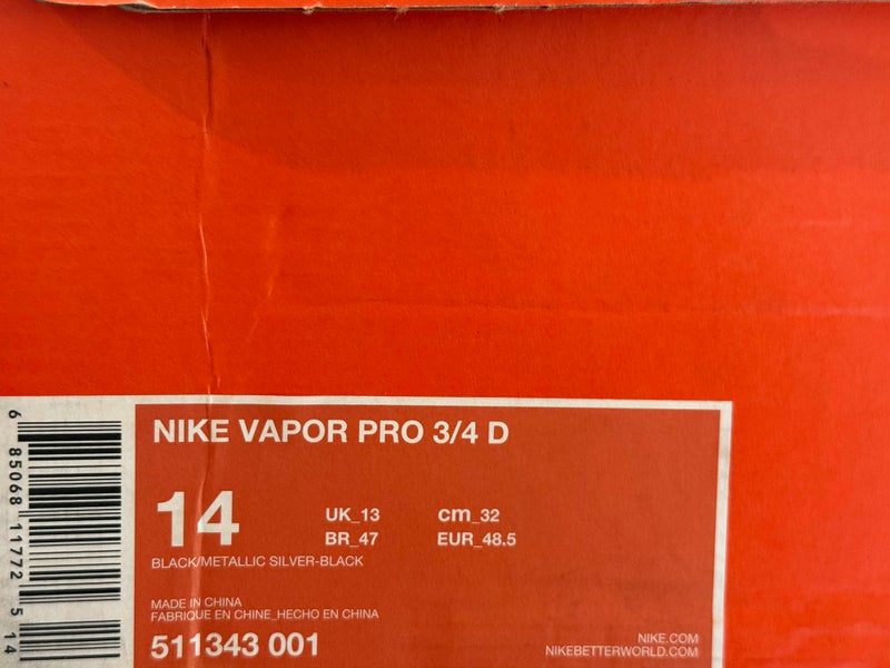 Size 14 Nike Vapor Pro Mid Detachable Football Cleats Black 511343-001 ...