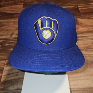 Vintage Milwaukee Brewers MLB Sports New Era Fitted Wool Blend Vtg Hat 7 1/2