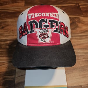 Vintage Rare Wisconsin Badgers NCAA Starter Sports Tri Power 3 Hat Cap Snapback