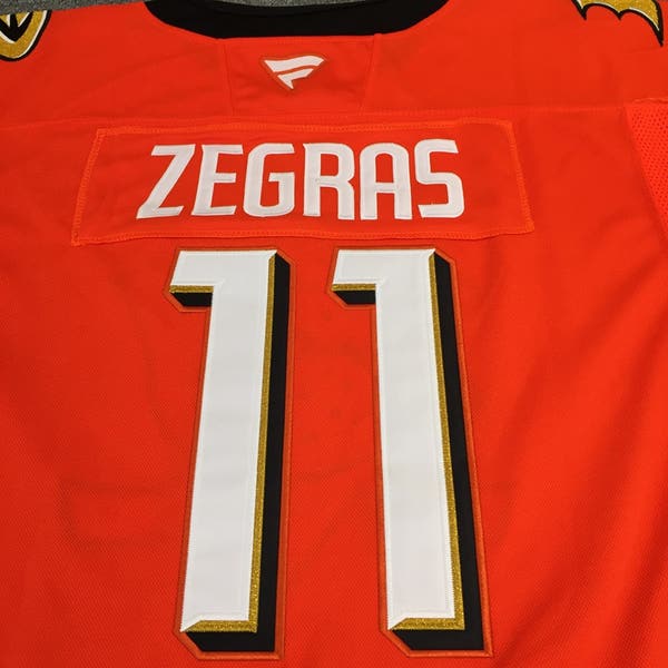 Anaheim Ducks 11 Trevor Zegras Orange Hockey Jersey size 52