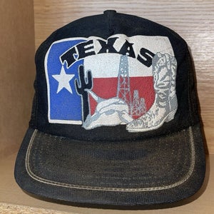 Vintage Texas Trucker Mesh Snapback Hat Cap Flag RARE Puff Print 1980s