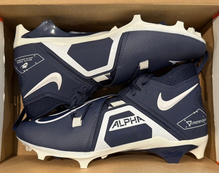 Size 12 Nike Alpha Menace Pro 3 Football Cleats Navy Blue White CT6649-400