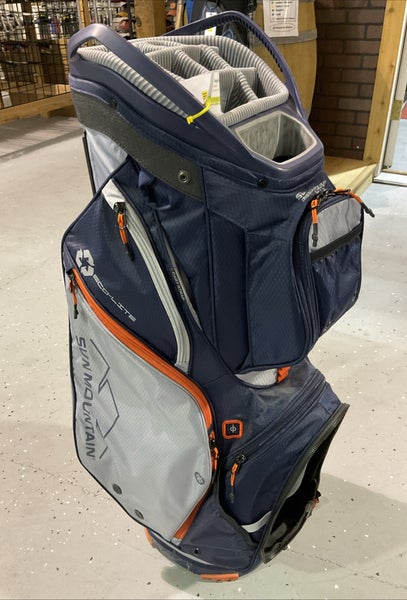 Used Sun Mountain ECO-LITE Golf Cart Bag 14-Divider 8-Pocket Navy Grey