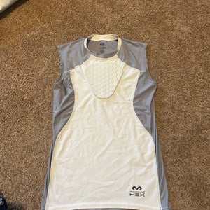 McDavid Hex Compression Baseball Sternum Shirt, White/Gray, Youth Medium