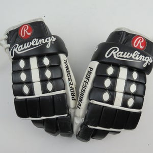 Vintage Leather Black White Rawlings 999 Pro Stock Hockey Player Gloves 14.5"