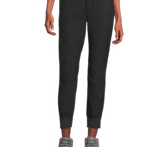 Prana Halle Jogger II Pants Women's 12 Black Stretch Tappered Leg Zip Fly PLW280