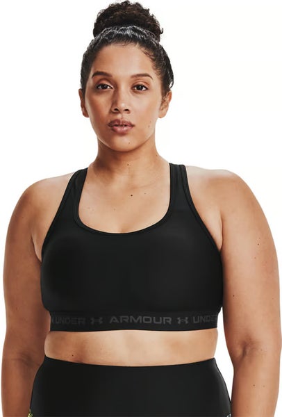 Under Armour Mid Sports Bra Womens 1X Black Stretch Crossback Lingerie PLW17