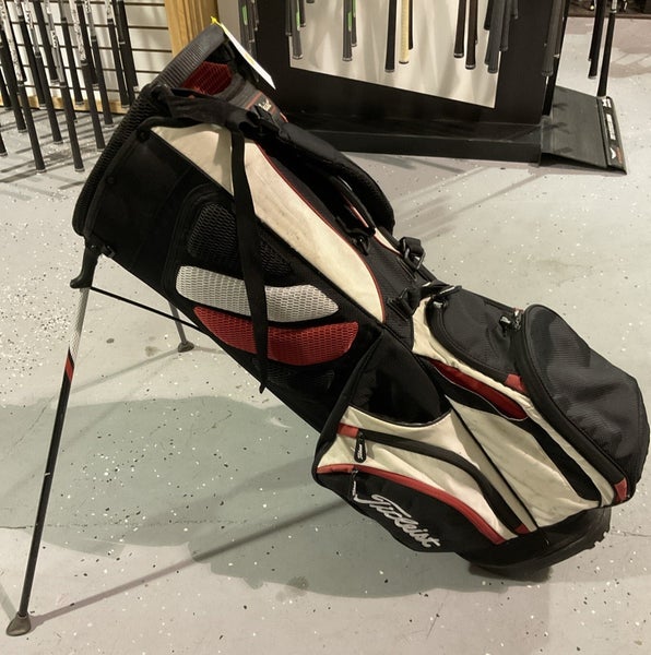 Used Titleist Carry Golf Bag 14-Divider 8-Pocket White Black Red