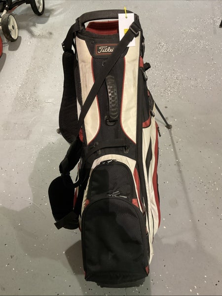 Used Titleist Carry Golf Bag 14-Divider 8-Pocket White Black Red
