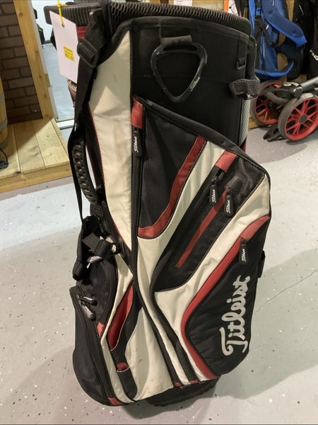 Used Titleist Carry Golf Bag 14-Divider 8-Pocket White Black Red