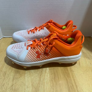 New Under Armour Yard Charged SZ 9 Orange Baseball Turf Shoes 3025593-800