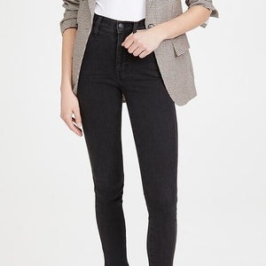 Madewell Jeans Women's 23 Black Denim High-Rise Skinny Leg Cropped Retro PLW87