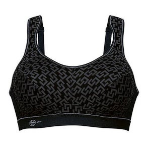 Anita Extreme Control Sport Bra Women 38E Black Geometric Adjustable Strap PLW79