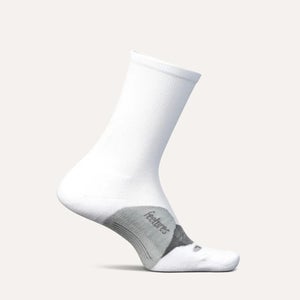 Feetures Elite Light Cushion Unisex Large White Stretch Mini Crew Socks PLW107