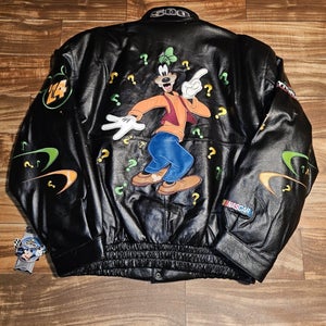 NEW Rare Vintage JH Design Disney Goofy Nascar Daytona 500 Leather Jacket Sz XL