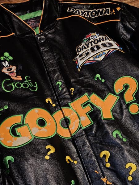 NEW Rare Vintage JH Design Disney Goofy Nascar Daytona 500 Leather 