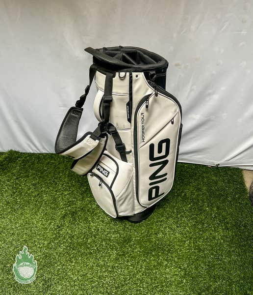 Used Ping Hoofer Tour Golf Cart/Carry White Stand Bag 5-Way Golf