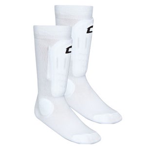 New CHAMPRO SOCK STYLE SHIN GUARDS WHITE M/L 11506-CHPSSG6WM