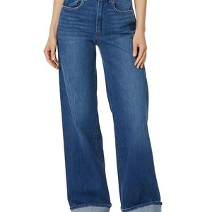 Paige Sasha Jeans Womens 28 Blue Denim Cotton Blend Cuffed Wide Leg Retro PLW224