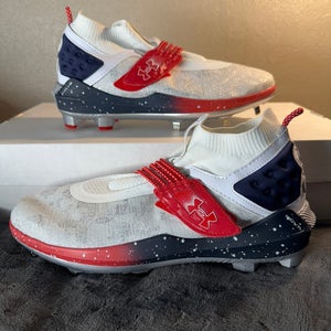 Under Armour Harper 8 Low USA ST Metal Cleats White Red Navy Men’s Sz 11 NEW