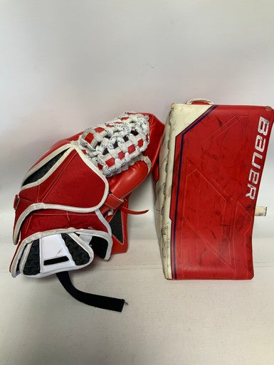 Used Bauer Mach Sr Set Catch Block Senior Goalie Catcher Red 11823-s000029664