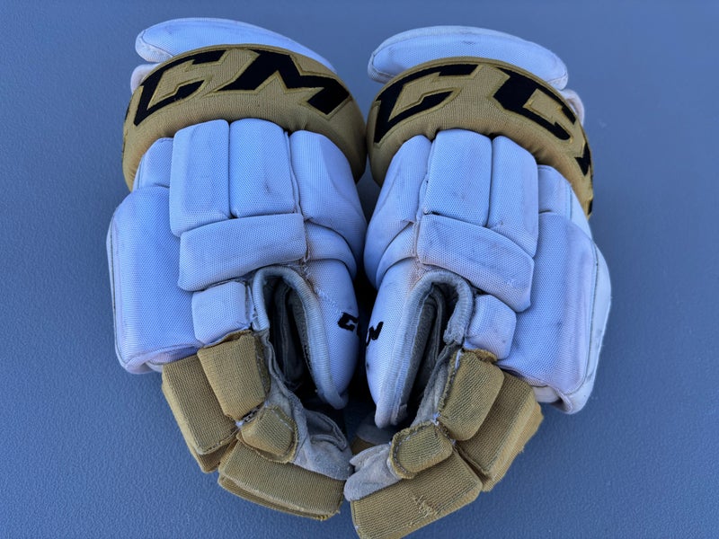 CCM HG97 Pro Stock Hockey Gloves 14” White KNIGHTS 32030