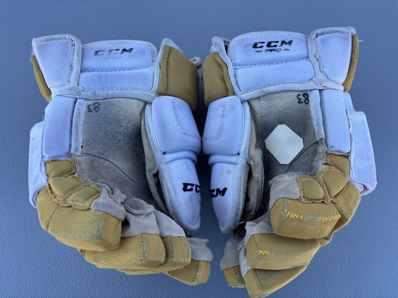 CCM HG97 Pro Stock Hockey Gloves 14” White KNIGHTS 32030