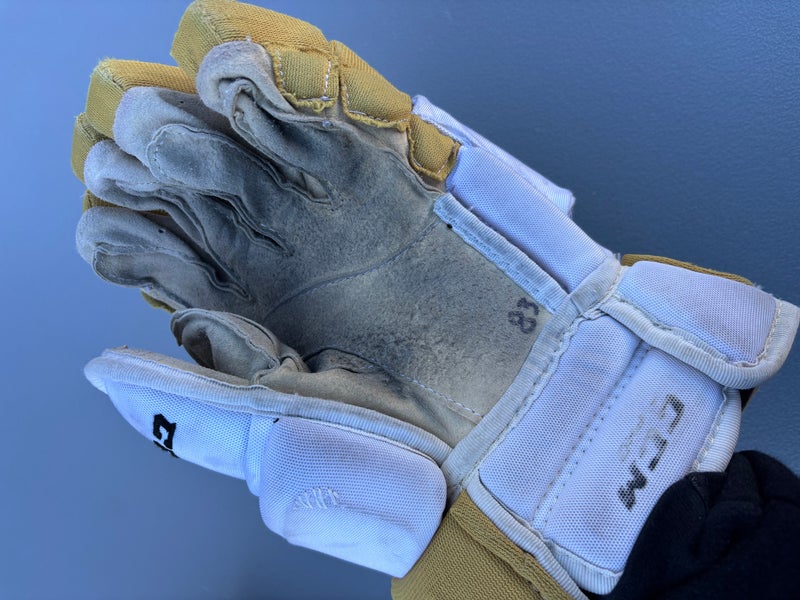 CCM HG97 Pro Stock Hockey Gloves 14” White KNIGHTS 32030