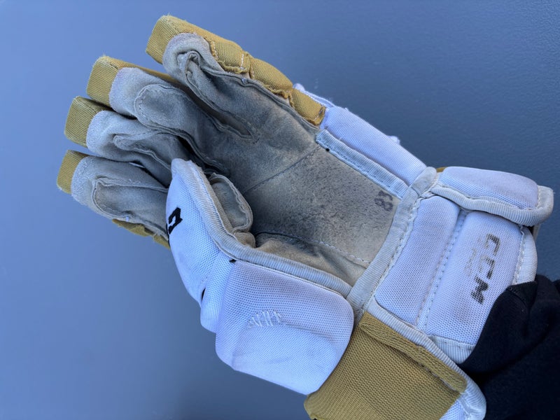 CCM HG97 Pro Stock Hockey Gloves 14” White KNIGHTS 32030