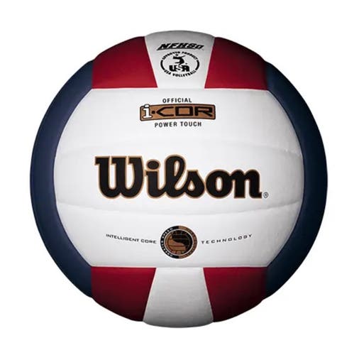 Wilson i-COR Leather Volleyball (Red/White/Blue) BUNDLE of 2