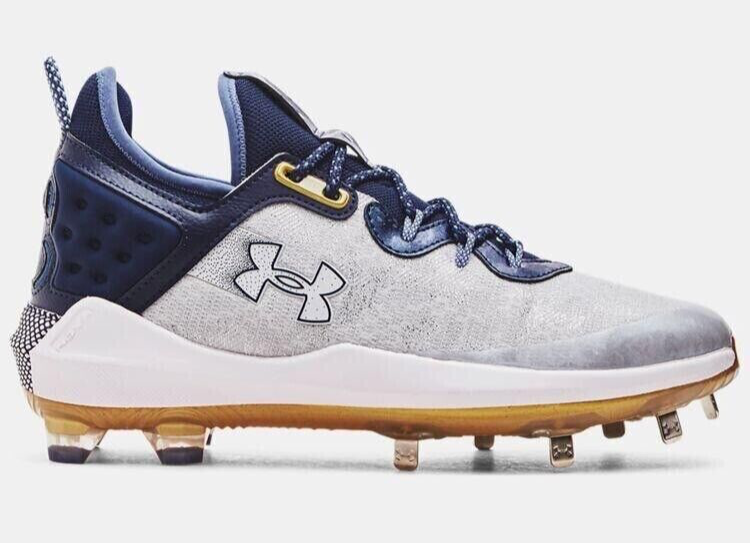 new men's 10.5 Under Armour Harper 8 Low ST Metal Cleats 3026588-103 white/navy