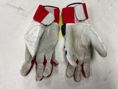 Used Marucci Signature Full Wrap Bb Sb Batting Gloves White Red Navy Lg 11855-s000181153