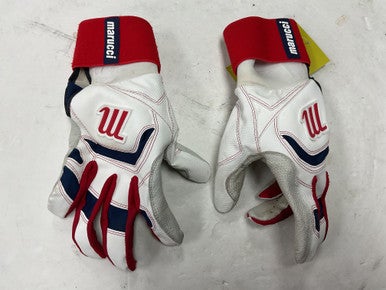 Used Marucci Signature Full Wrap Bb Sb Batting Gloves White Red Navy Lg 11855-s000181153