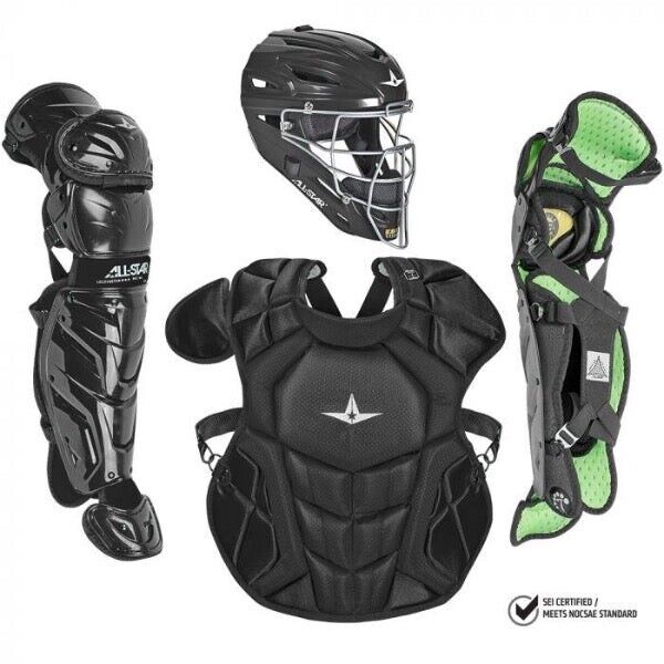 All Star System 7 Axis Youth 10-12 Catchers Gear Set - Solid Black